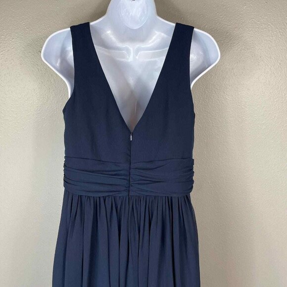 Dessy‎ Collection Gown Womens 8 Blue Sleeveless Draped Chiffon Maxi Bridesmaid - Picture 6 of 13